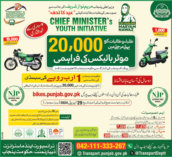 
e bike scheme pakistan apply online