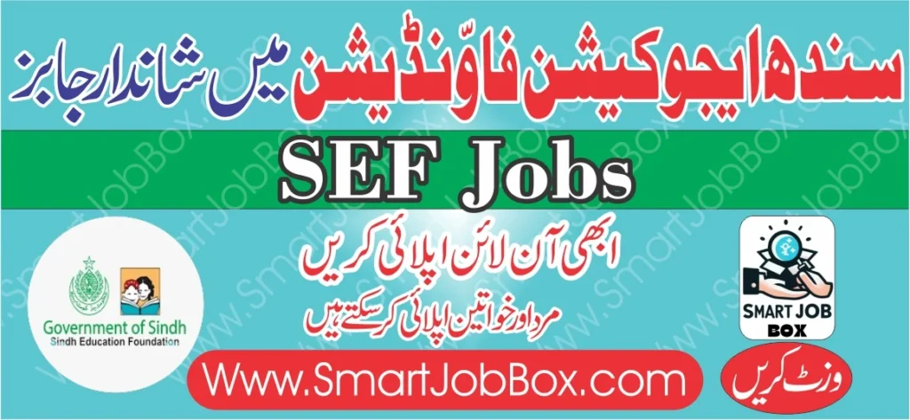 Sindh education foundation sef jobs 2024 karachi